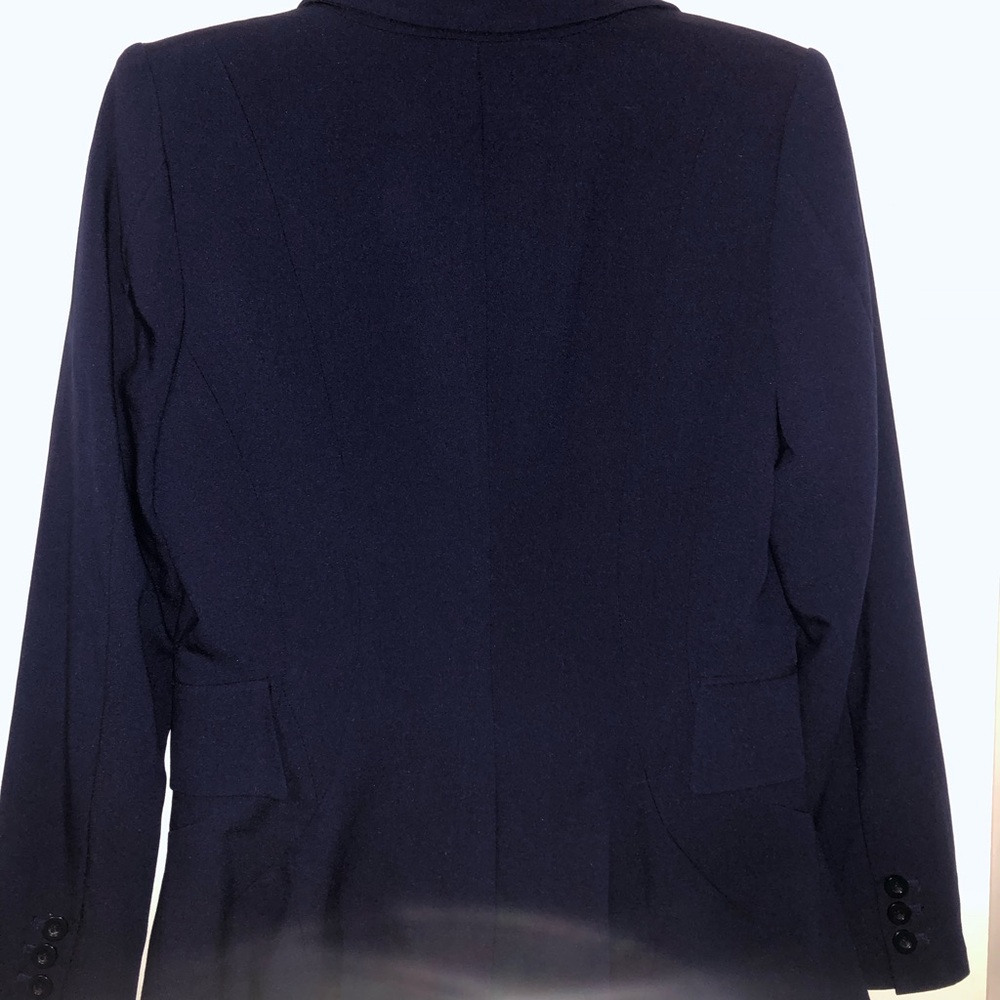 Women's Navy blue purple Blazer fitted lined peplum button tailored office - Picture 7 of 16